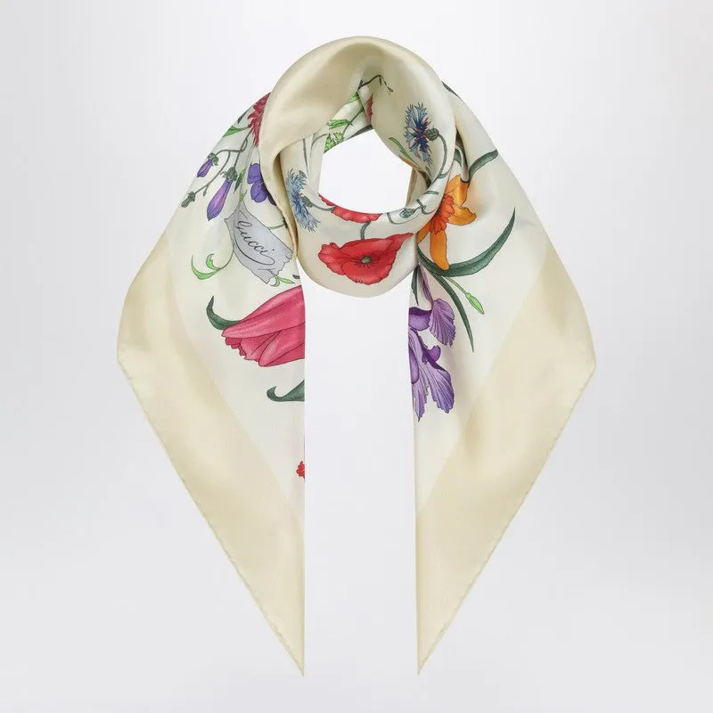 Yellow Printed Silk Twill Scarf sold by Wanan Luxury