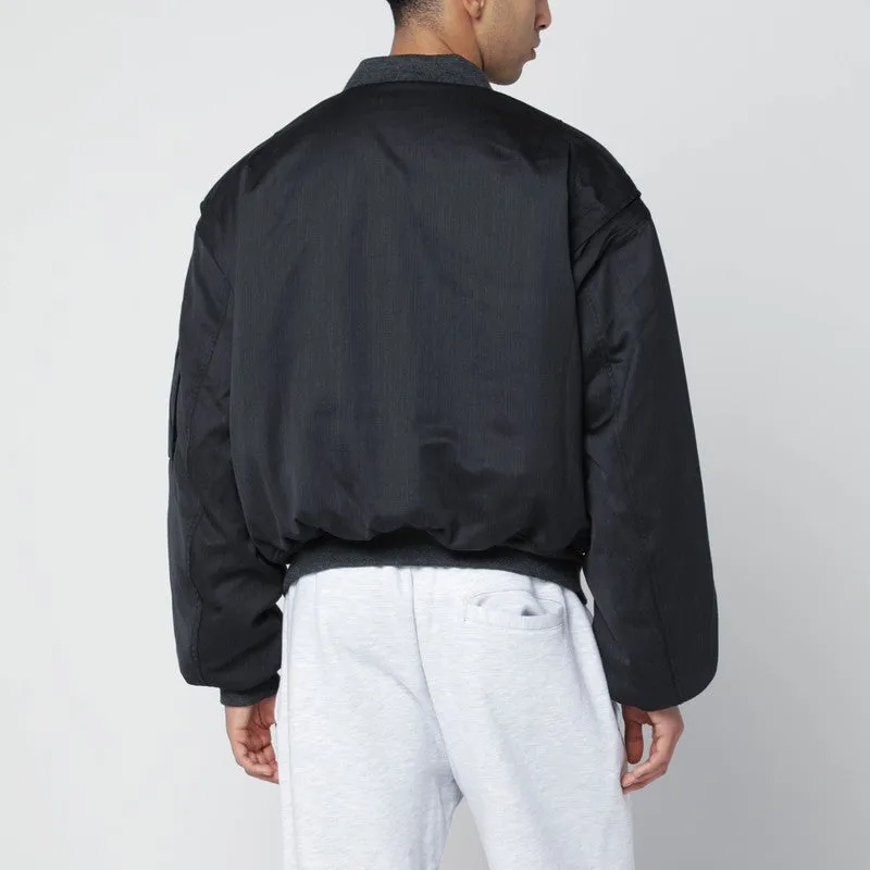 Grey Wool-Blend Bomber Jacket With Zip sold by Wanan Luxury product image thumbnail 2