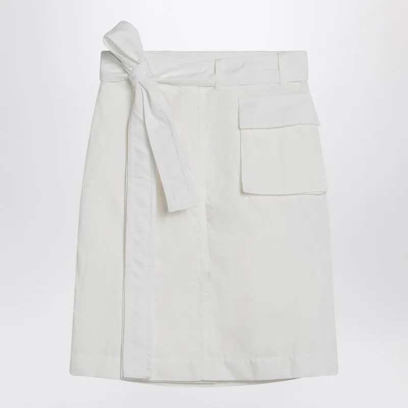 White Wrap Skirt In Cotton Blend sold by Wanan Luxury