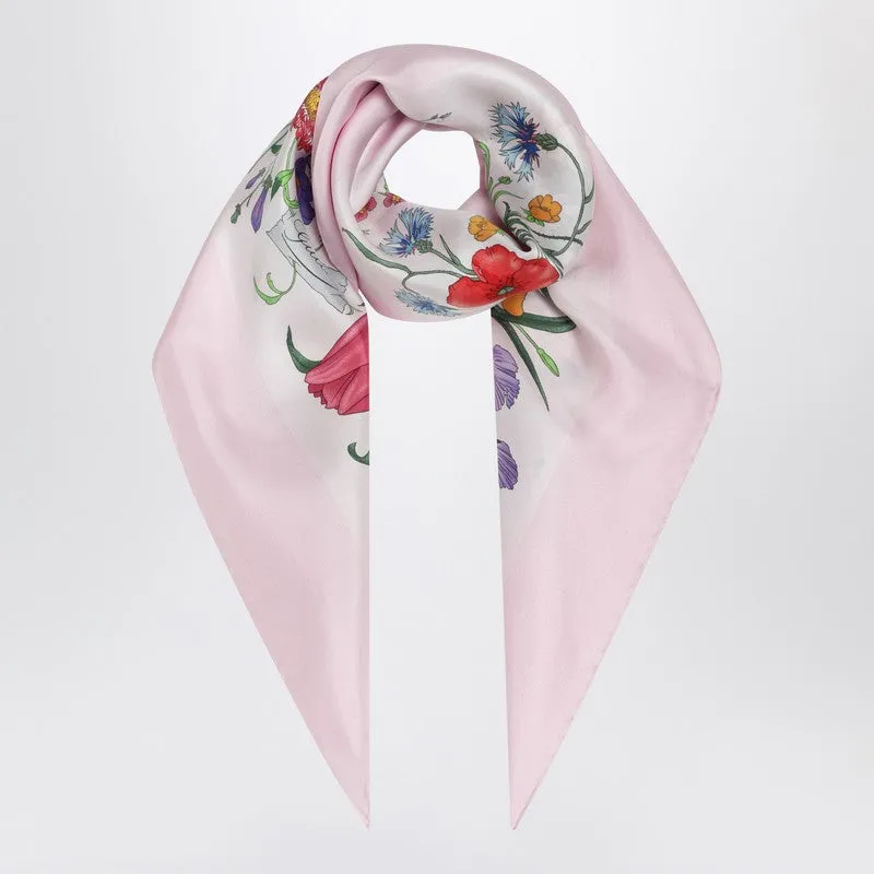 Pink Printed Silk Twill Scarf sold by Wanan Luxury