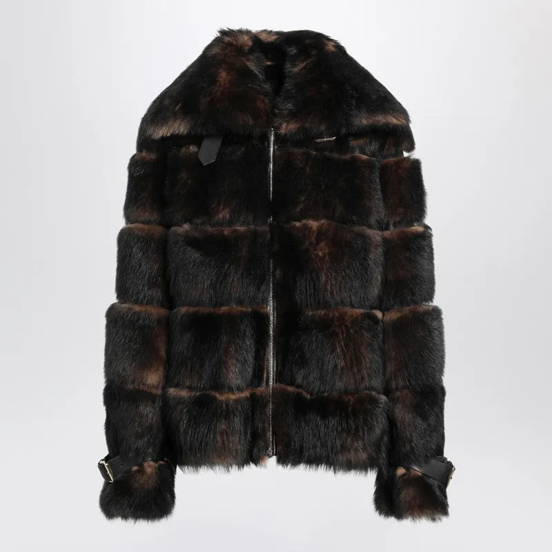 Brown Sheepskin Jacket With Nappa Leather Trim sold by Wanan Luxury