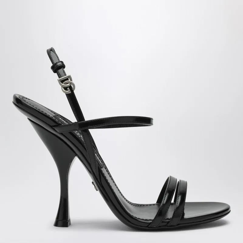 Black Polished Calf Leather Sandals sold by Wanan Luxury