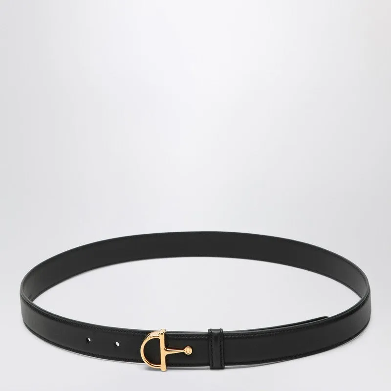 Black Thin Belt With Half Buckle made by Gucci