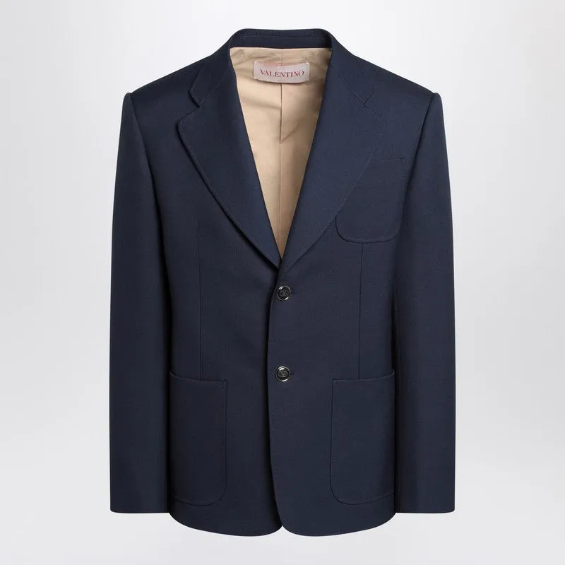 Blue Single-Breasted Wool Jacket sold by Wanan Luxury