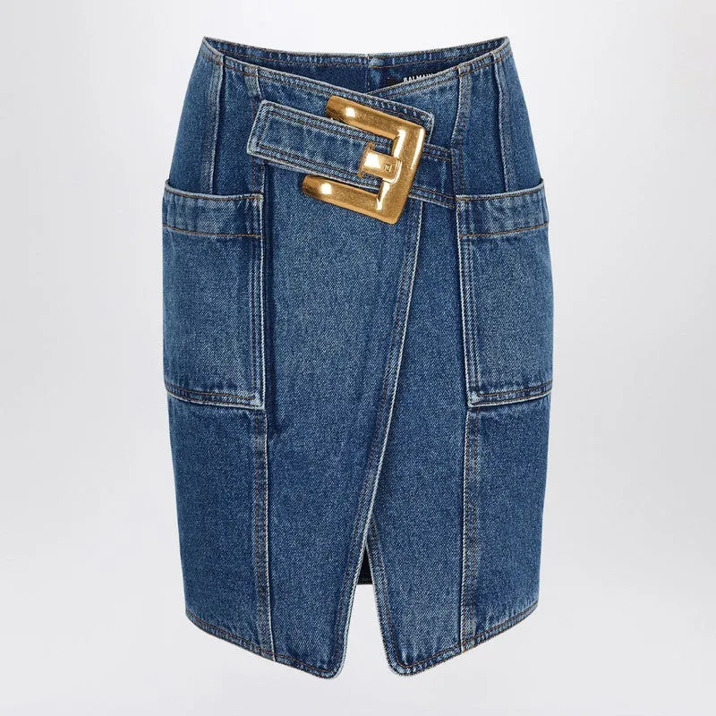 Denim Skirt With Belt made by Balmain