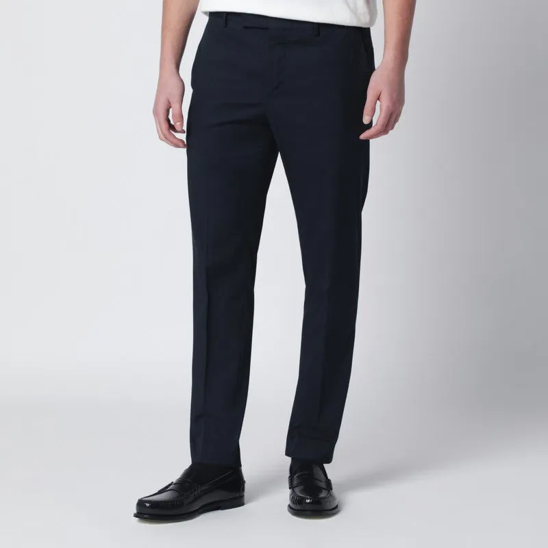 Blue Slim-Fit Cotton-Blend Trousers sold by Wanan Luxury