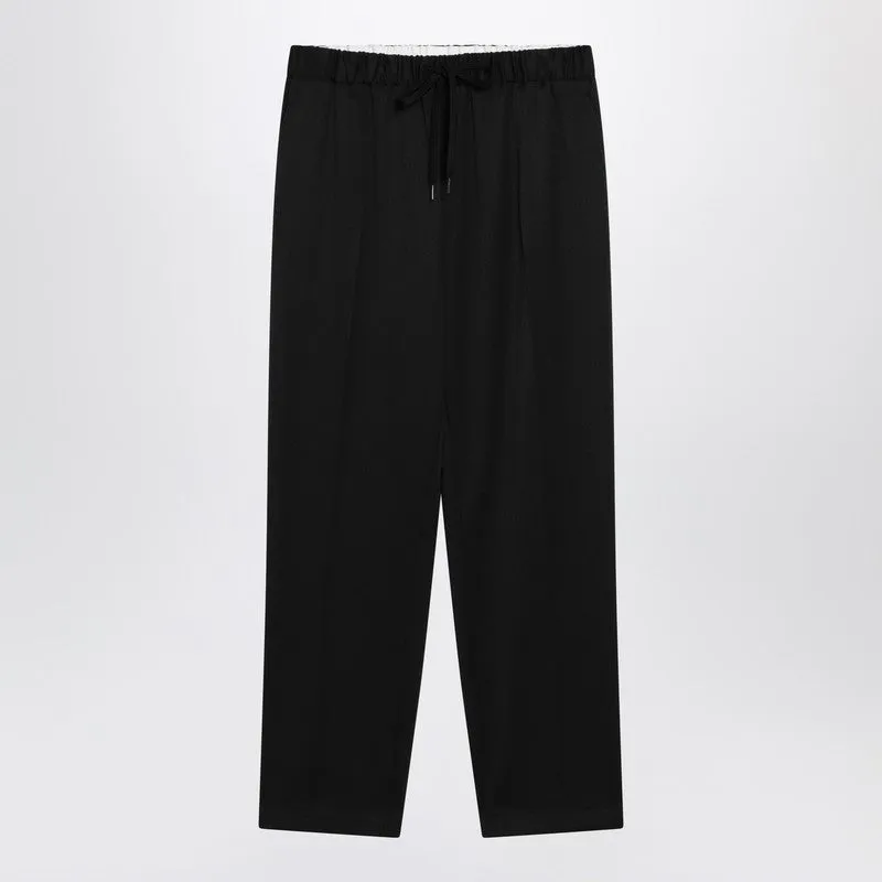 Black Wool-Blend Trousers sold by Wanan Luxury