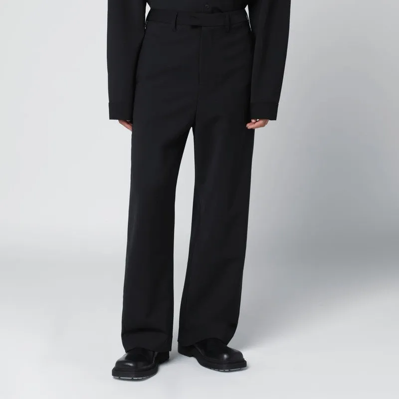 Black Wool-Blend Trousers sold by Wanan Luxury