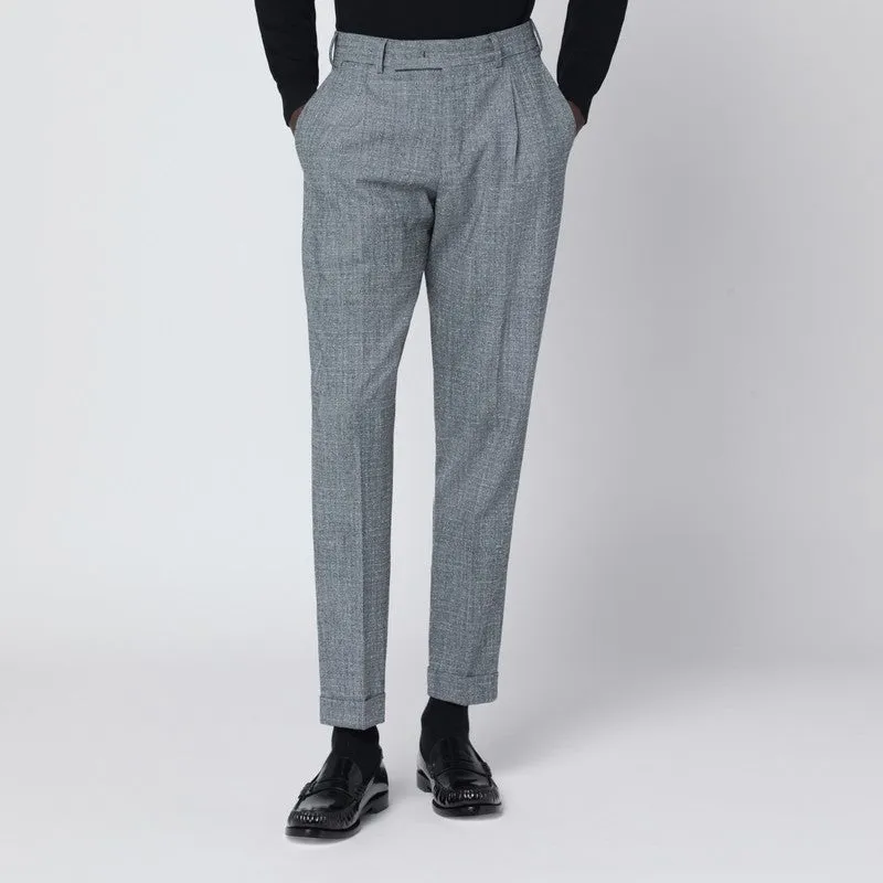 Gray Patterned Wool And Cashmere Trousers sold by Wanan Luxury