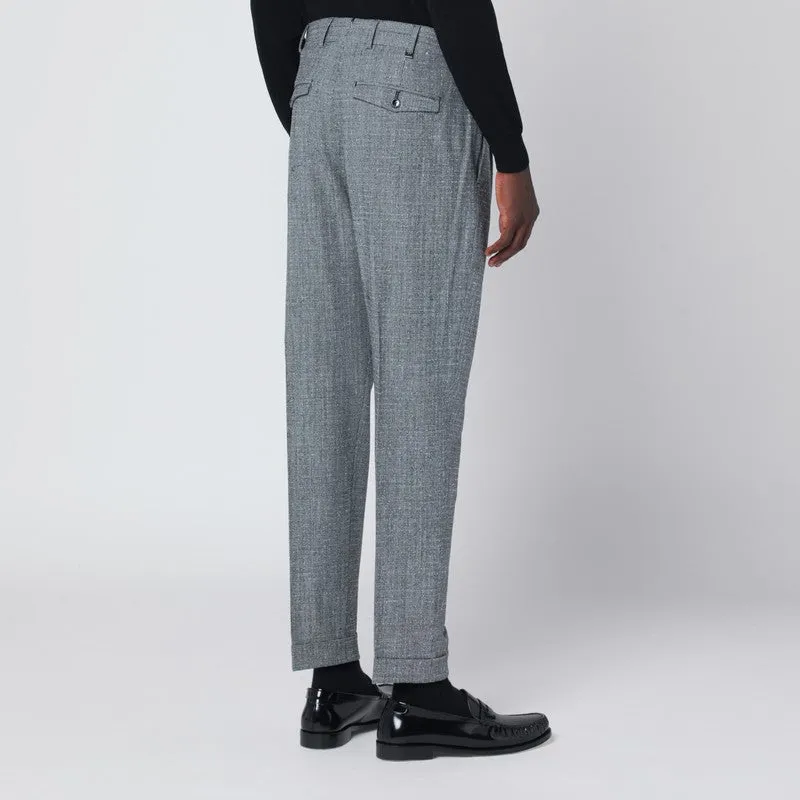 Gray Patterned Wool And Cashmere Trousers sold by Wanan Luxury product image thumbnail 2