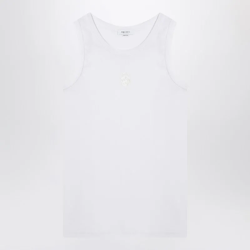 White Cotton Tank Top sold by Wanan Luxury