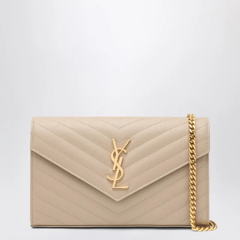 Beige Cassandre Chain Pouch made by Yves Saint Laurent