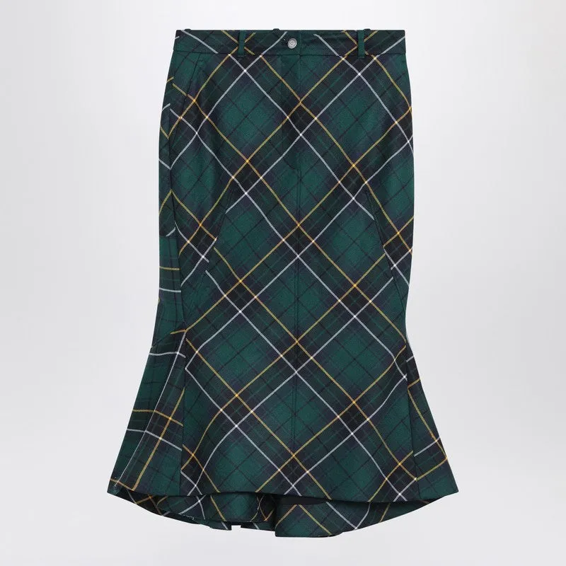 Flared Skirt In Wool Tartan sold by Wanan Luxury