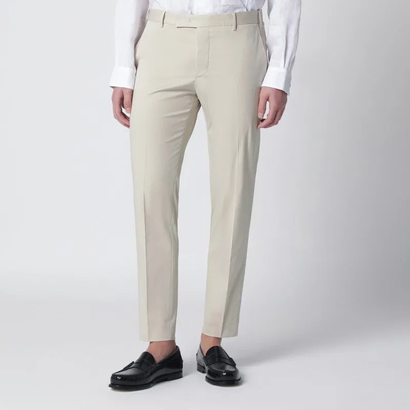 Beige Slim-Fit Cotton-Blend Trousers sold by Wanan Luxury