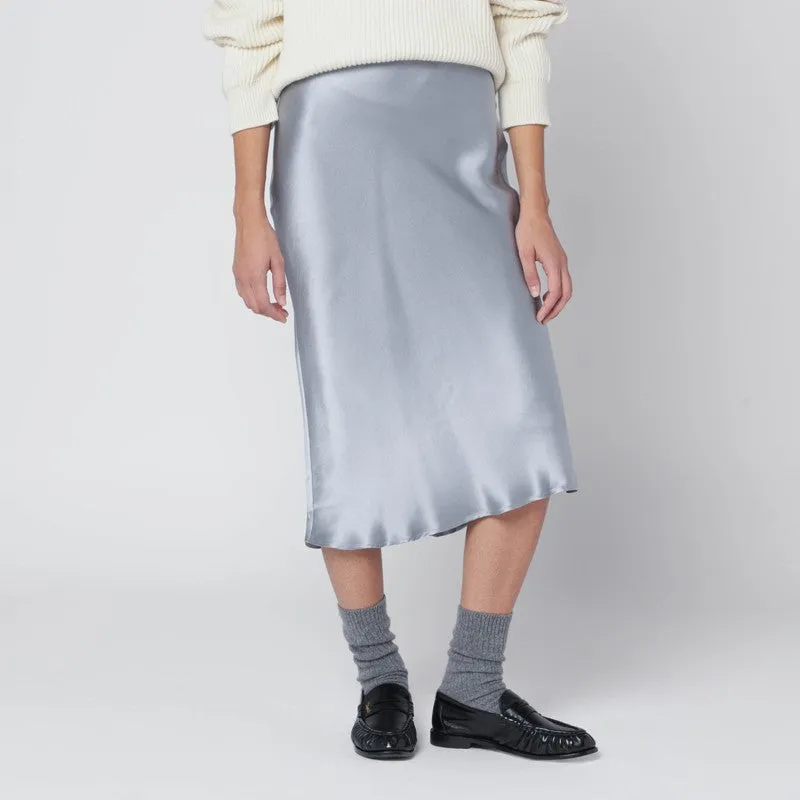 Pastel Blue Silk Midi Skirt sold by Wanan Luxury