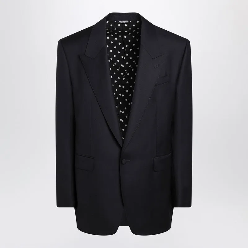 Dark Navy Wool Single-Breasted Jacket sold by Wanan Luxury