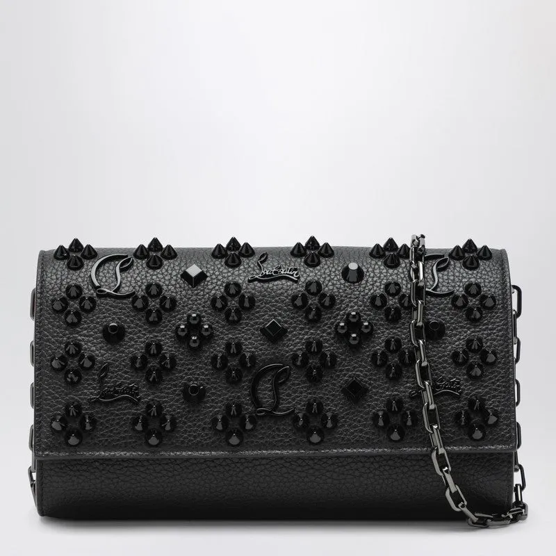 Black Clutch Paloma In Calfleather And Spikes Loubinthesky made by Christian Louboutin