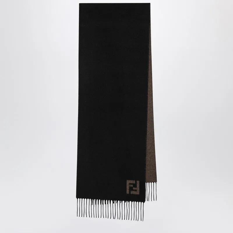 Black/Sand Wool And Cashmere Scarf sold by Wanan Luxury
