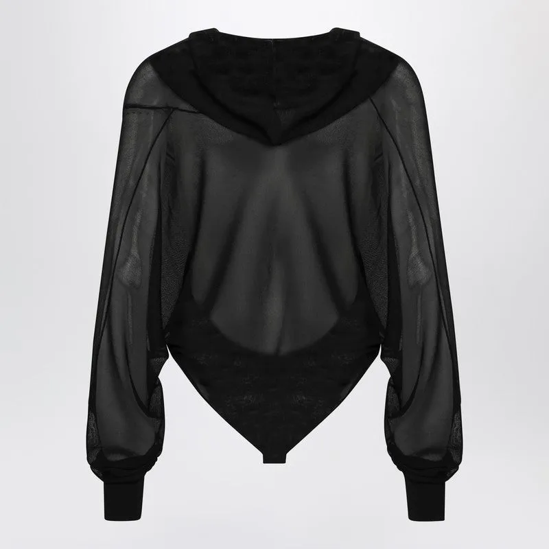 Hooded Black Bodysuit In Fine Knit sold by Wanan Luxury product image thumbnail 2