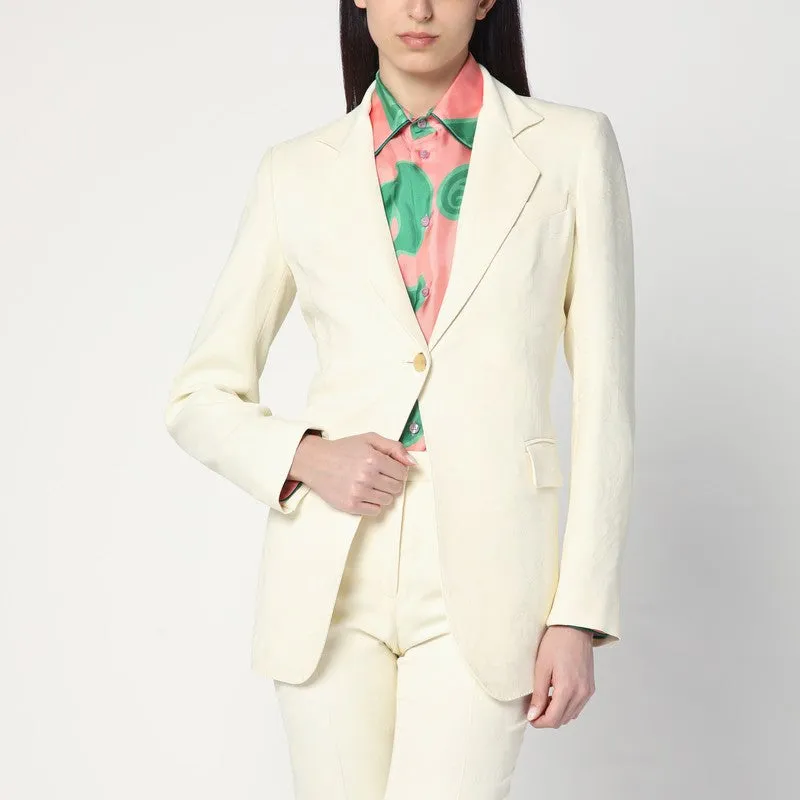 White Jacquard Jacket With Crossover Detail sold by Wanan Luxury