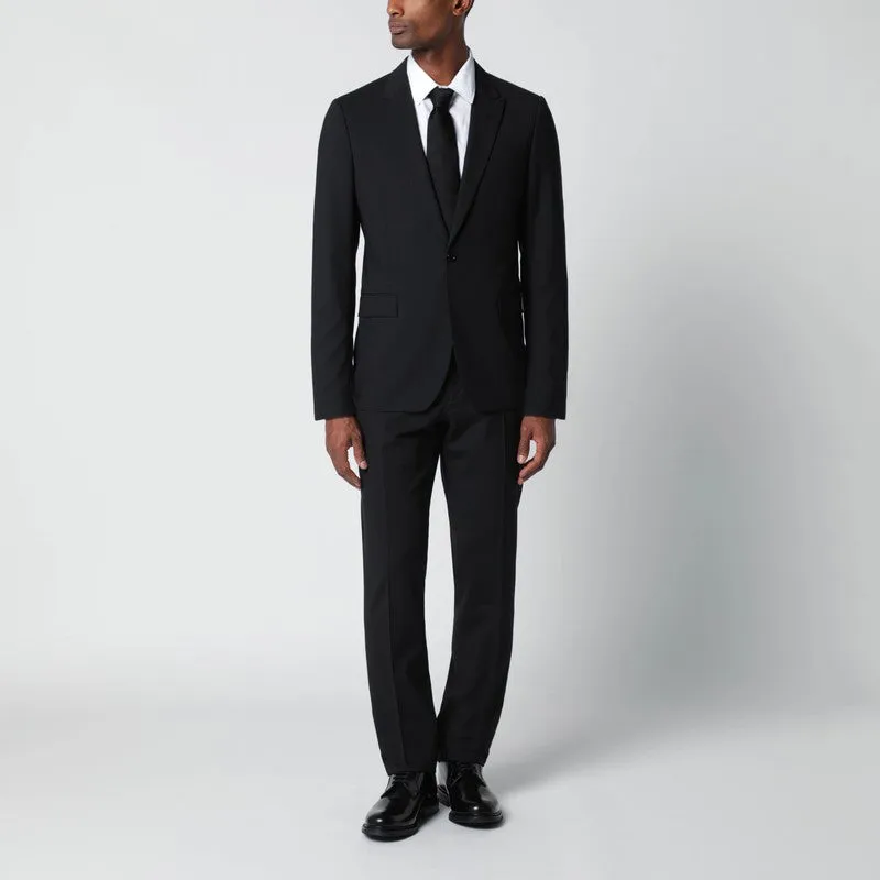 Black Single-Breasted Wool-Blend Suit sold by Wanan Luxury