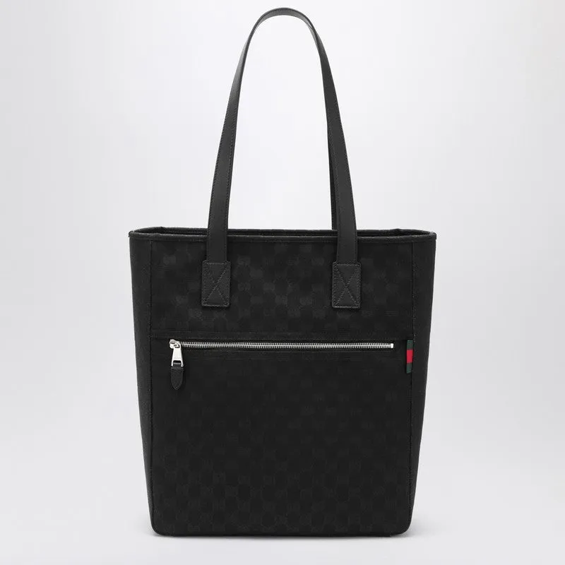 Gg Black Fabric Shopping Bag sold by Wanan Luxury