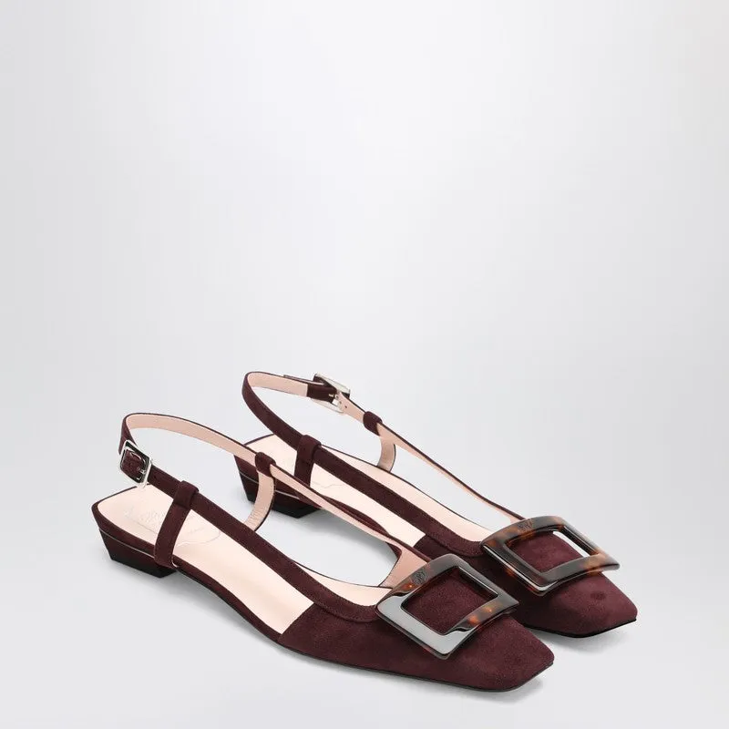 Belle Vivier Bordeaux Suede Slingback Flats made by Roger Vivier