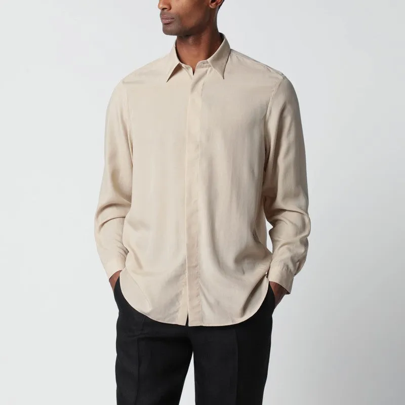 Beige Linen-Blend Shirt made by Lardini