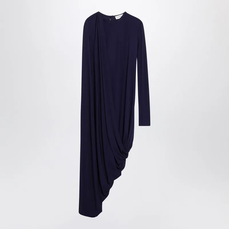 Dark Purple Draped Asymmetric Dress sold by Wanan Luxury