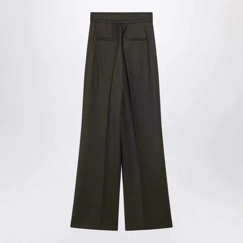 Moss Green Wide-Leg Wool Trousers sold by Wanan Luxury product image thumbnail 2