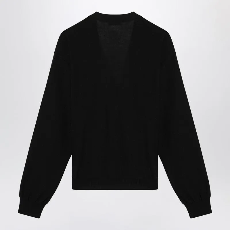 Black Asymmetric Wool-Blend Cardigan sold by Wanan Luxury product image thumbnail 2