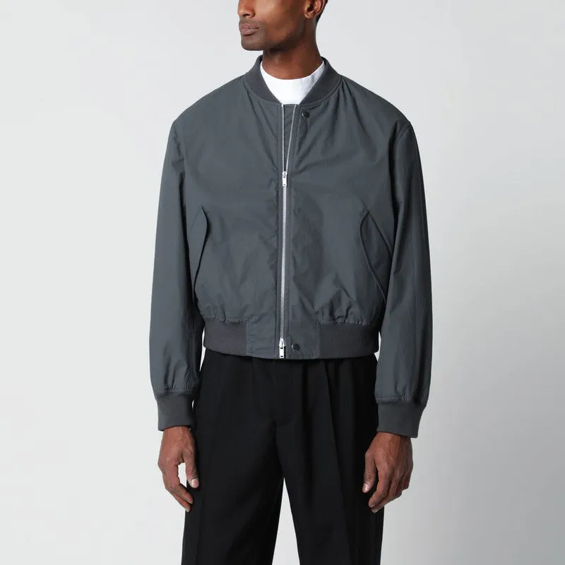 Grey Cotton Zip-Up Bomber Jacket sold by Wanan Luxury