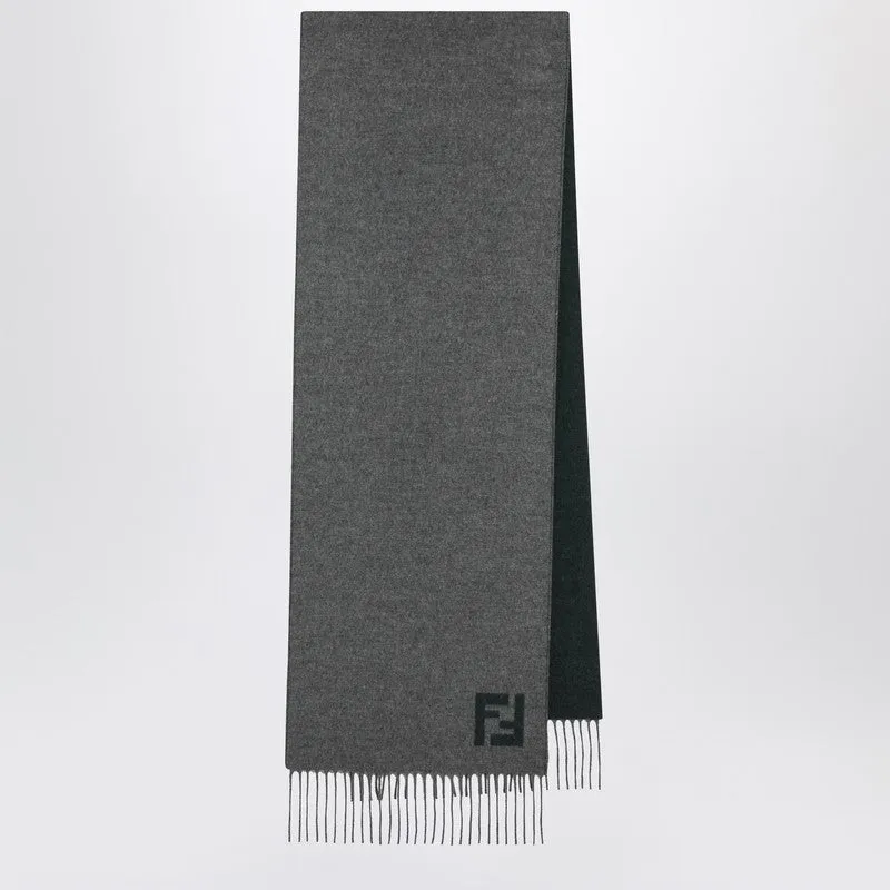 Grey/Green Wool And Cashmere Scarf sold by Wanan Luxury