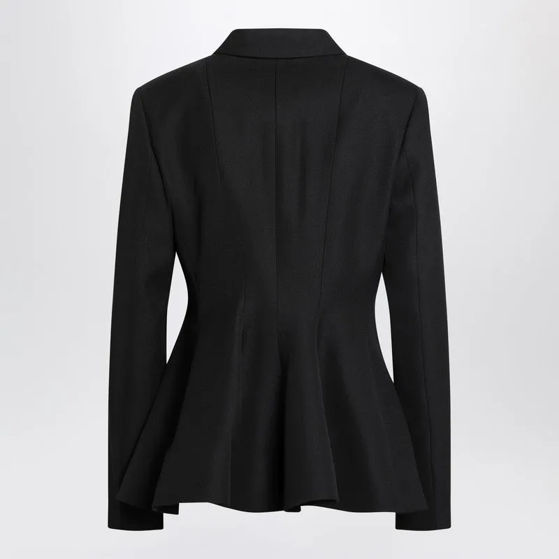 Black Grain De Poudre Wool Jacket sold by Wanan Luxury product image thumbnail 2