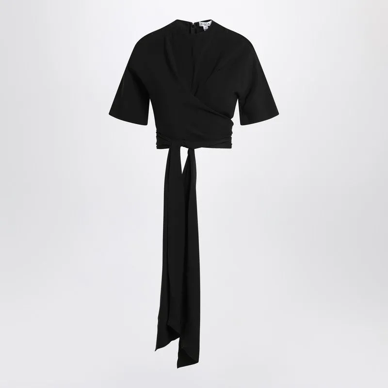 Black Crossed Top In Viscose Jersey sold by Wanan Luxury