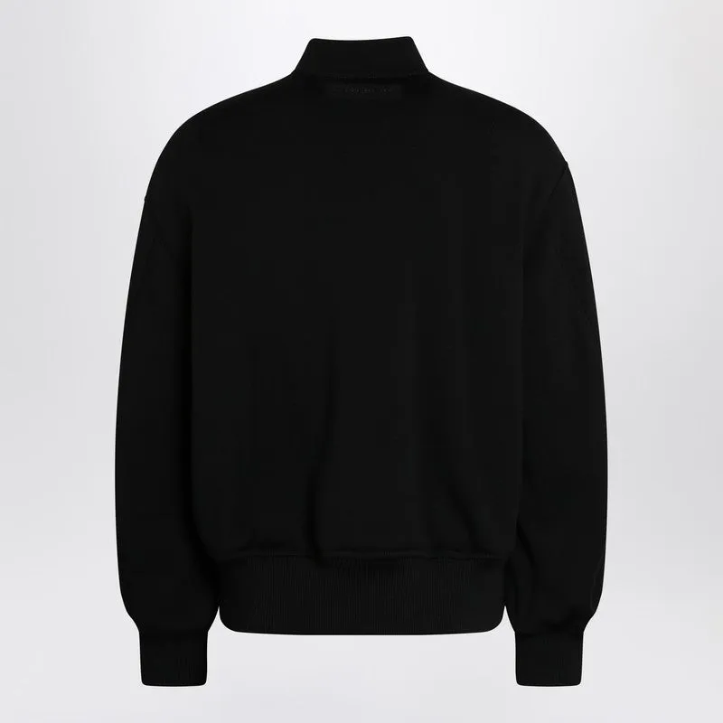 Black Leather Bomber Jacket With Wool Sleeves sold by Wanan Luxury product image thumbnail 2