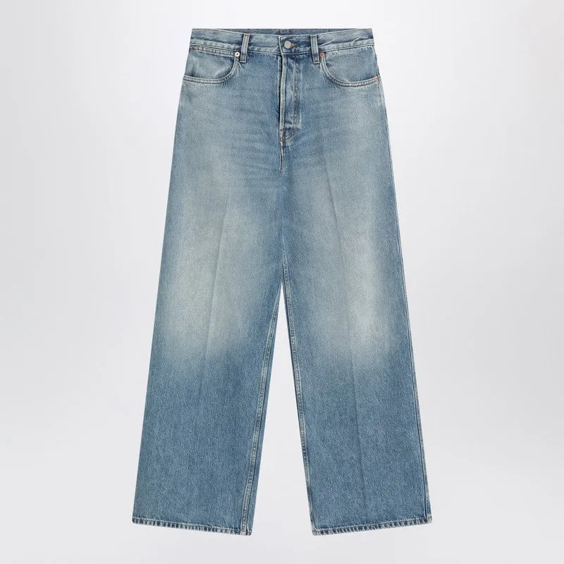 Wide Light Blue Jeans With Faded Effect sold by Wanan Luxury