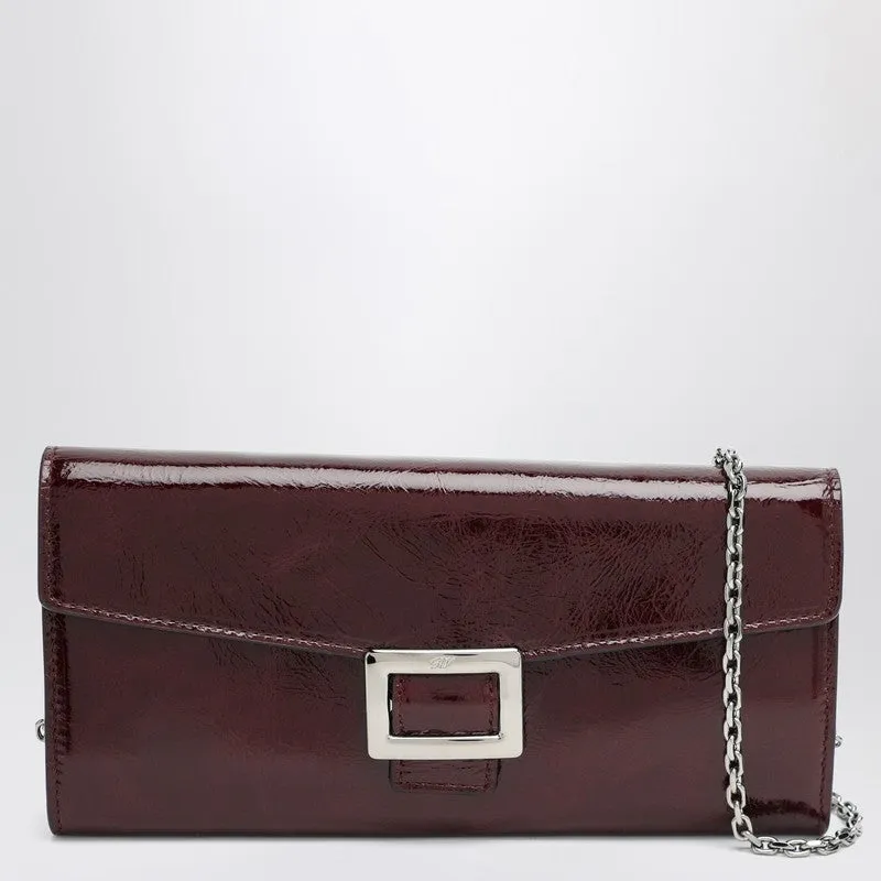Belle Vivier Dark Violet Patent Leather Wallet With Chain sold by Wanan Luxury