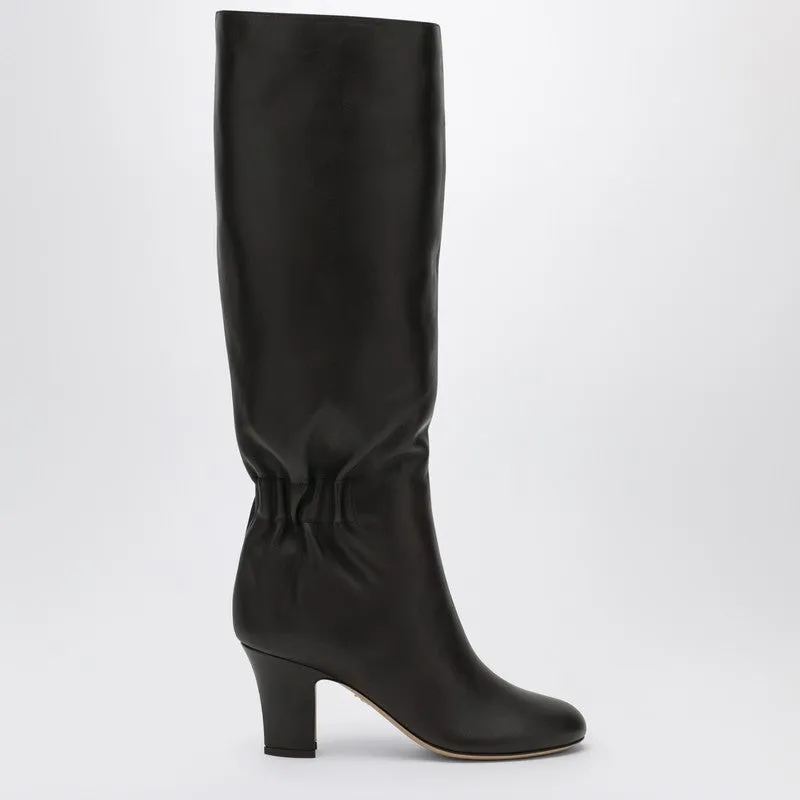 Ruched Boots In Dark Brown Leather sold by Wanan Luxury
