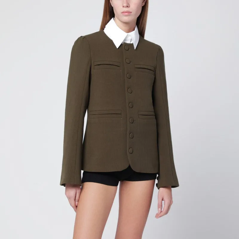 Moss Green Wool-Blend Jacket sold by Wanan Luxury
