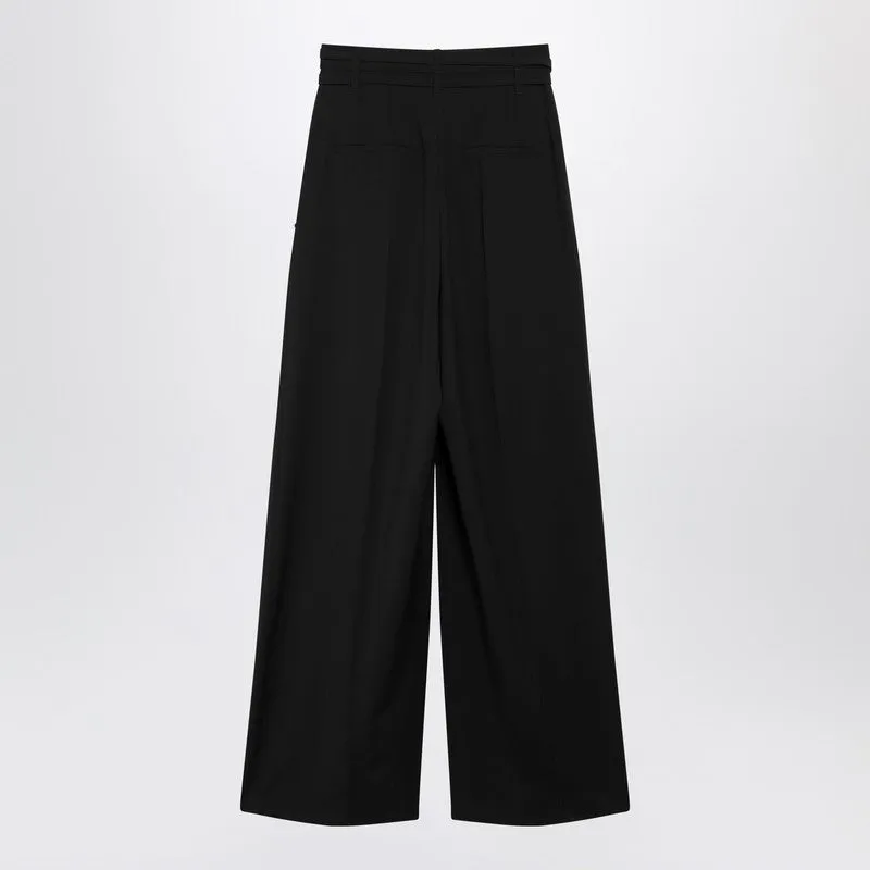 Black Wide-Leg Stretch-Wool Trousers sold by Wanan Luxury product image thumbnail 2