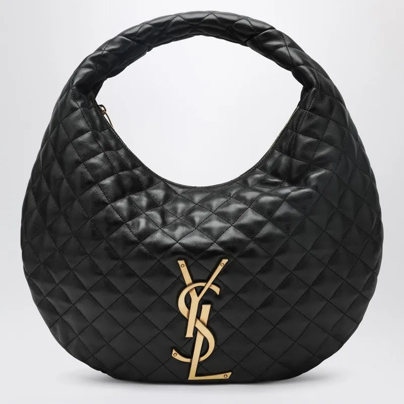 Black Quilted Leather Icare Hobo Bag sold by Wanan Luxury