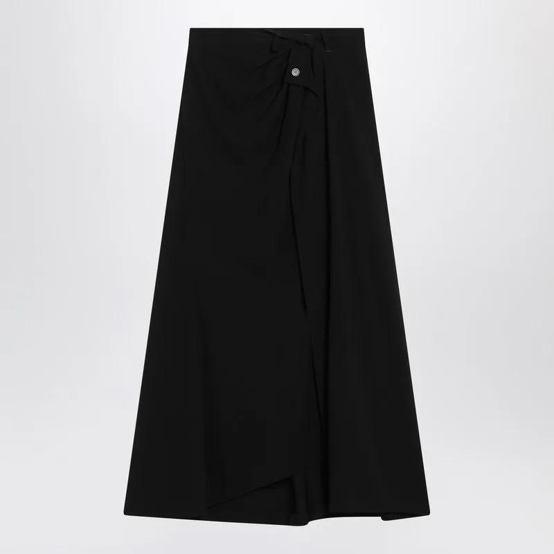 Draped Black Skirt In Crêpe sold by Wanan Luxury