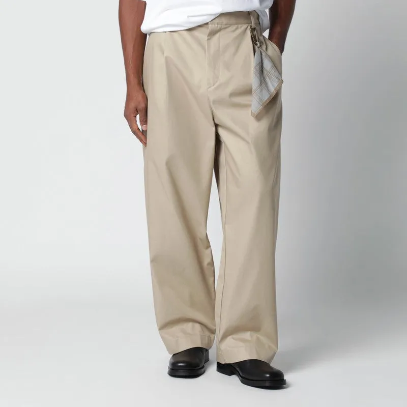 Beige Cotton Trousers sold by Wanan Luxury