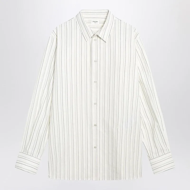 White Striped Cassandre Shirt In Cotton sold by Wanan Luxury