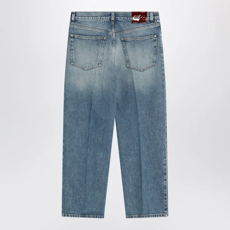 Straight Light Blue Jeans With Faded Effect sold by Wanan Luxury product image thumbnail 2