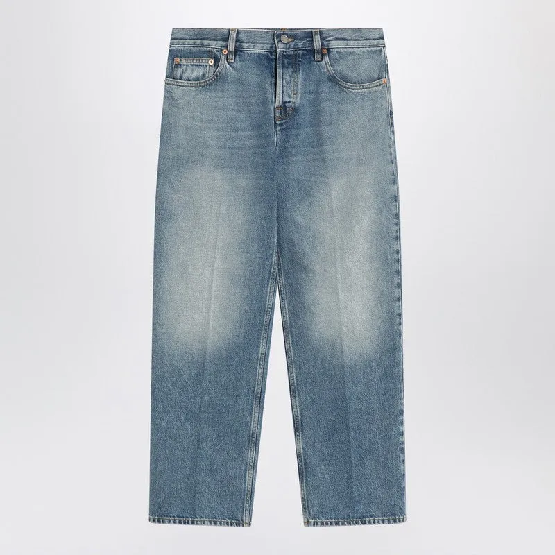Straight Light Blue Jeans With Faded Effect made by Gucci