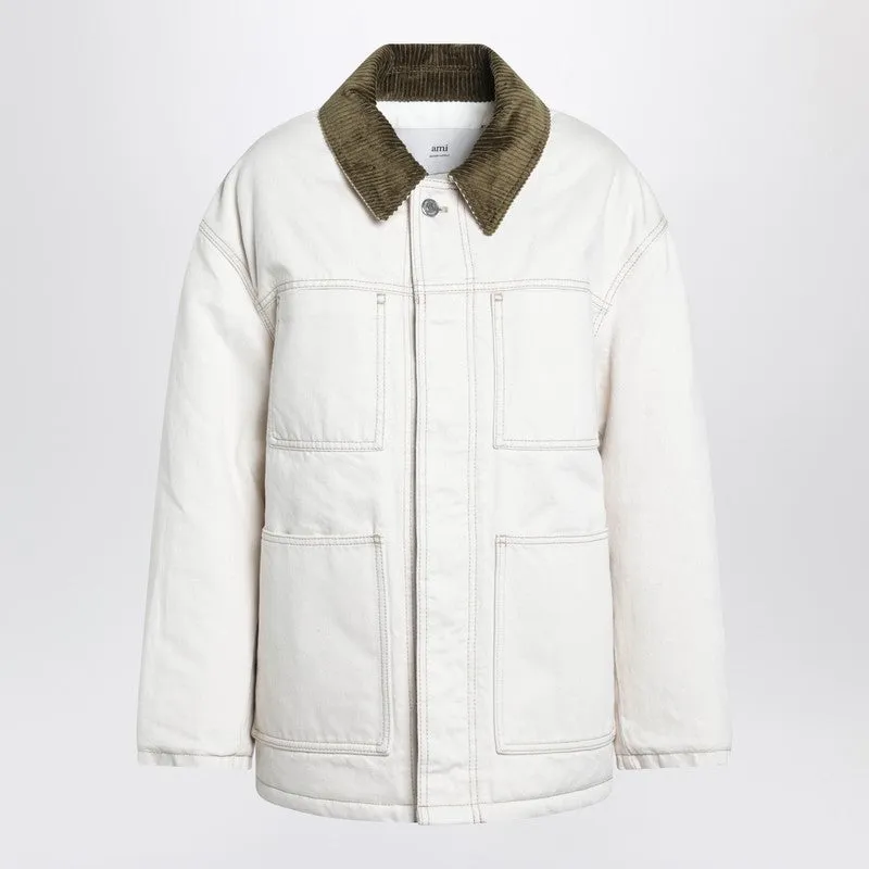 Ivory Padded Worker Cotton Jacket sold by Wanan Luxury