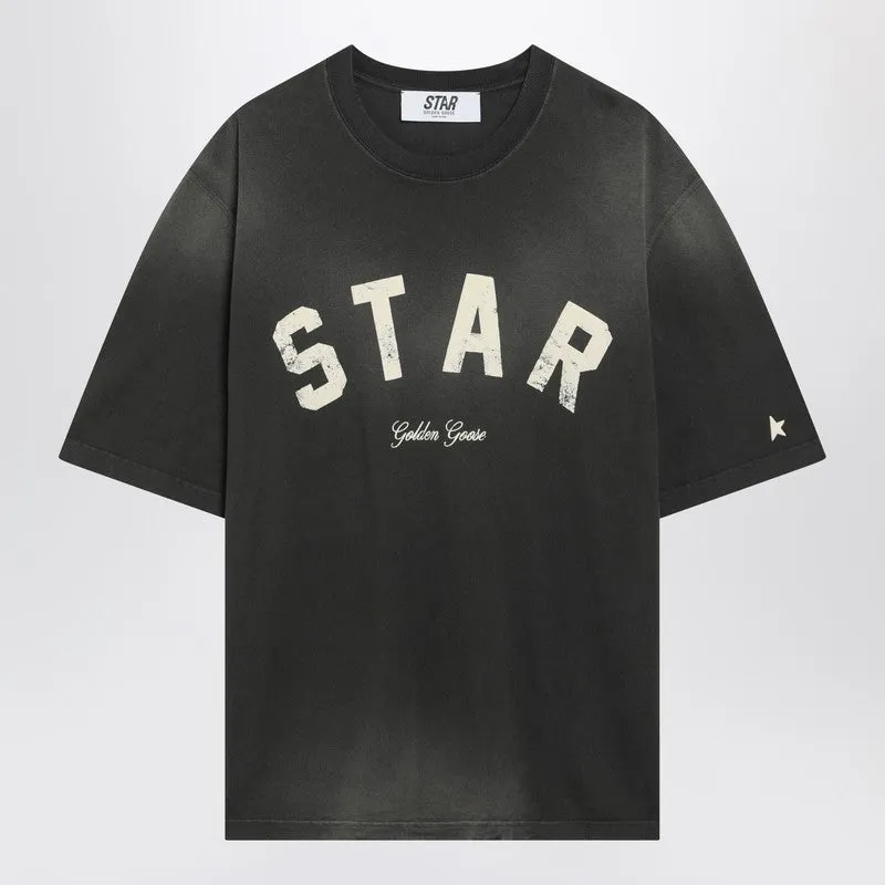Black Vintage-Effect Star T-Shirt sold by Wanan Luxury
