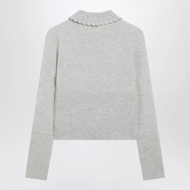 Light Grey Wool Cardigan With Logo sold by Wanan Luxury product image thumbnail 2